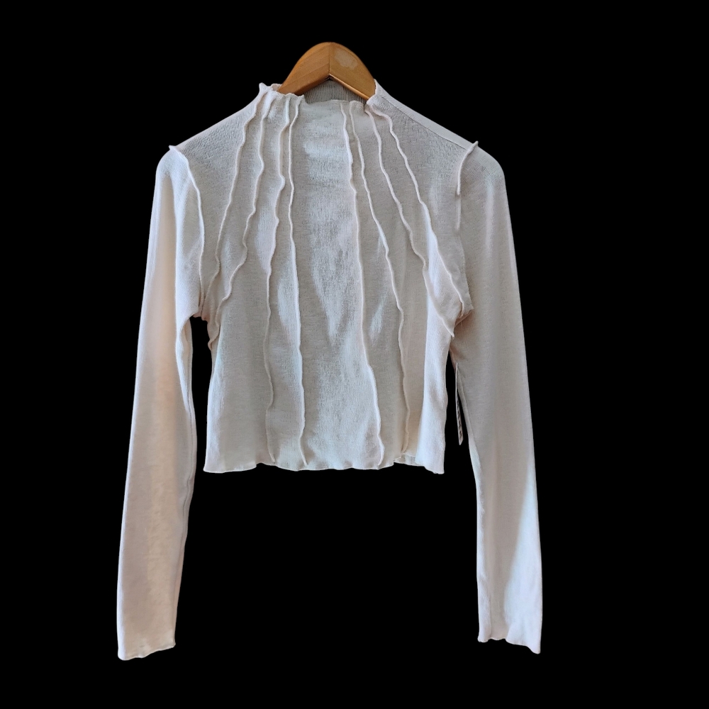 NWT BDG By Urban Outfitters Sunray Seamed Mock Neck Cream Crop Top Sz XL